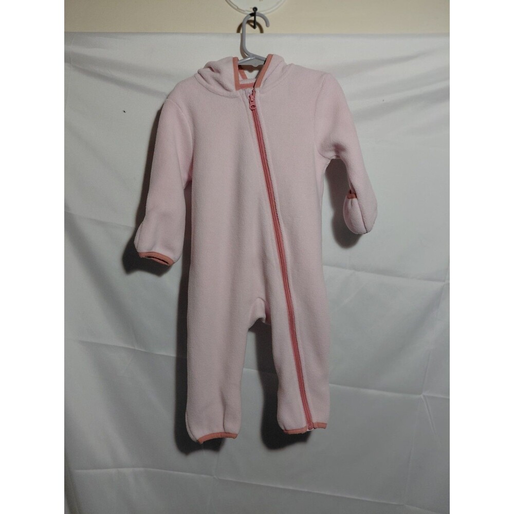 Wonder Nation Kids Size 12M Pink Full Body Sleeper w/Hood.Full Body Zip